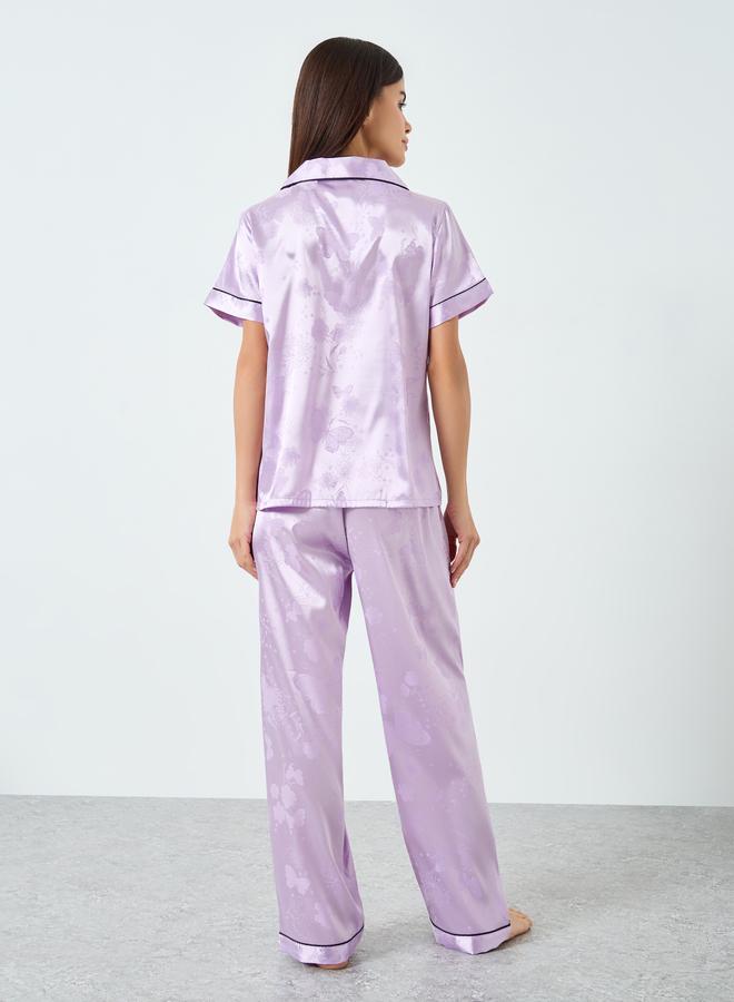 Take Two Women Purple Satin Shirt and Pyjama Set - Image 4